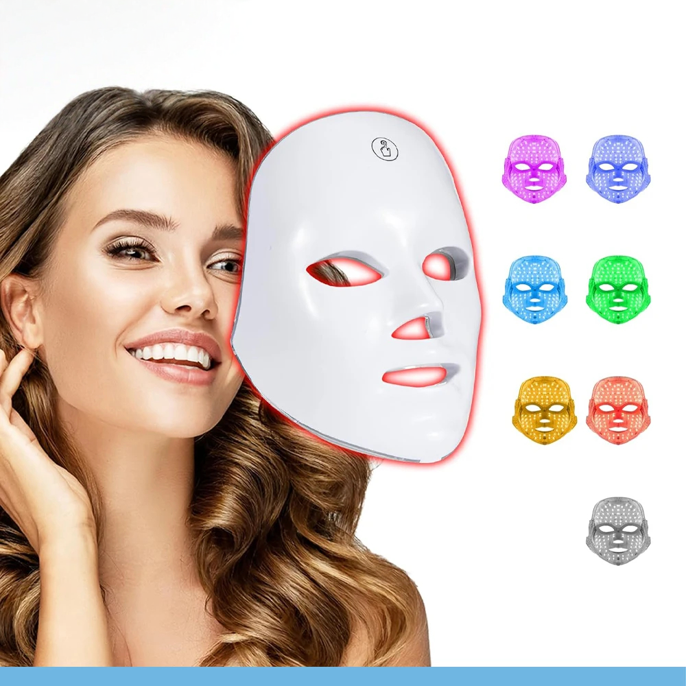 ED Lichttherapie Gesichtsmaske – 7 Farben, USB-Aufladbar & Tragbar